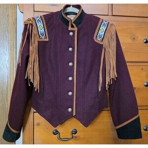Vintage Frontier Collection Maroon Wool Jacket Size Small Military Western